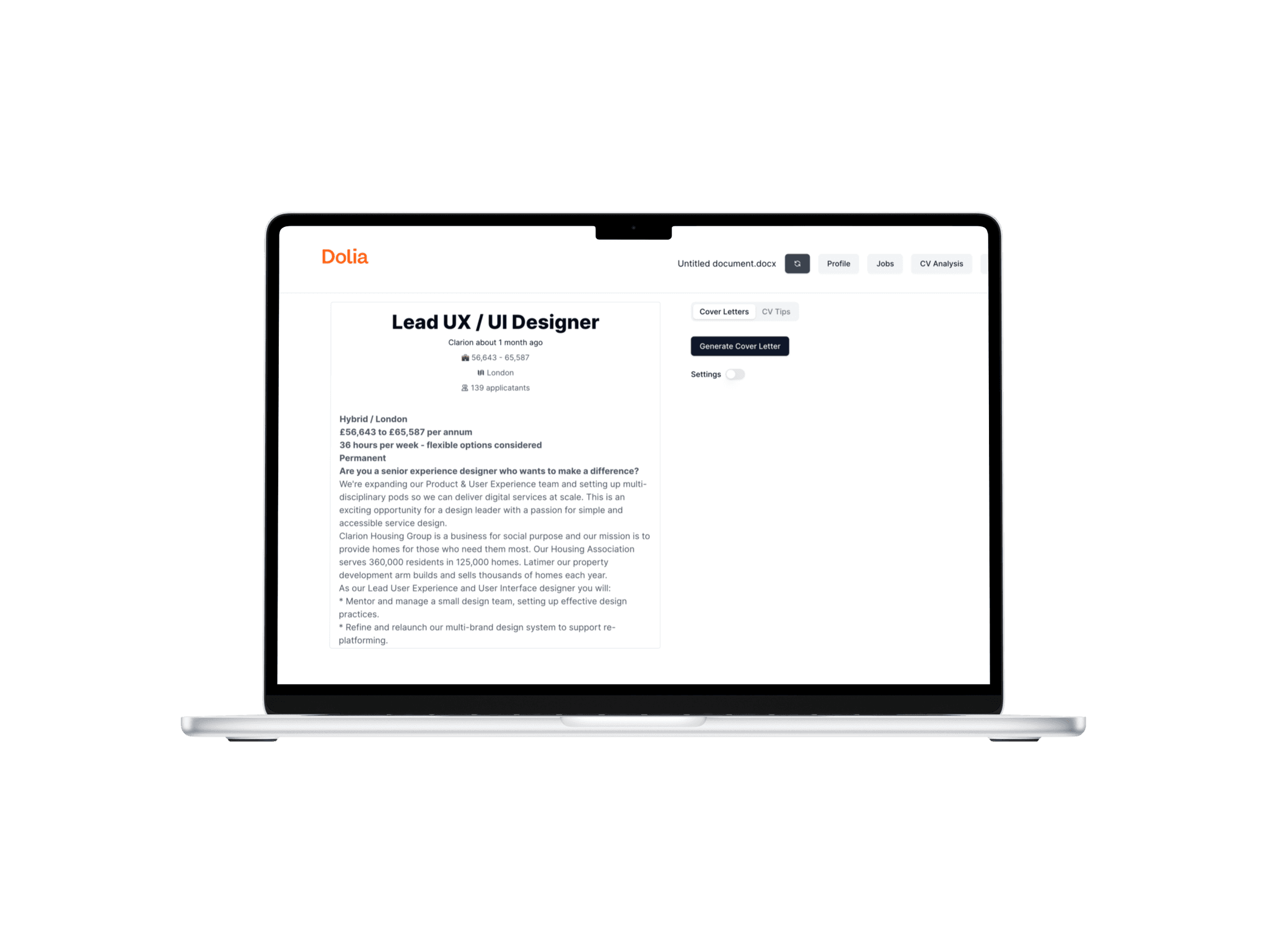 Demo of Dolia AI-powered careers assistant